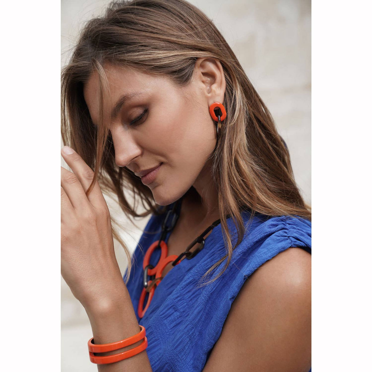 Orange Horn Cuff Bracelet