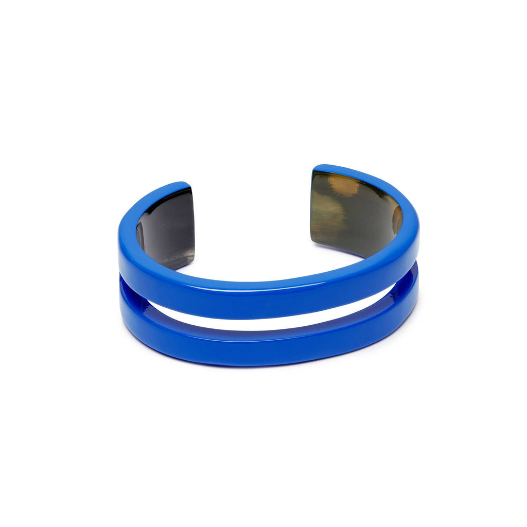 Bright Blue Lacquered Horn Cuff Bracelet