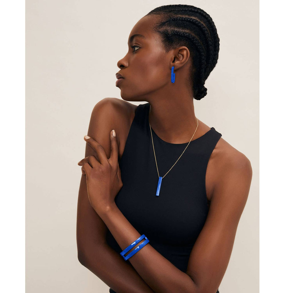Bright Blue Lacquered Horn Cuff Bracelet