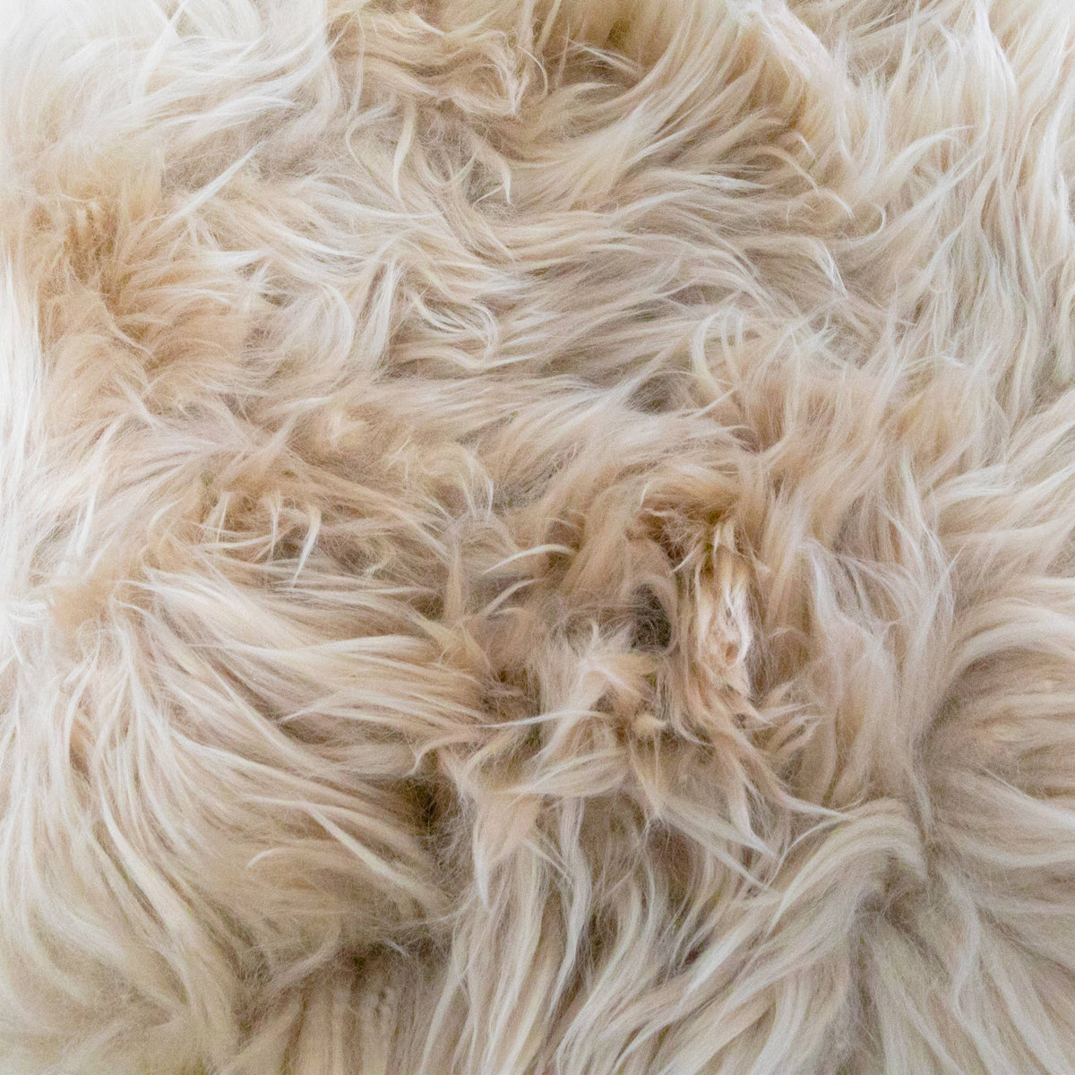 Champagne Sheepskin Stool - Wooden Legs