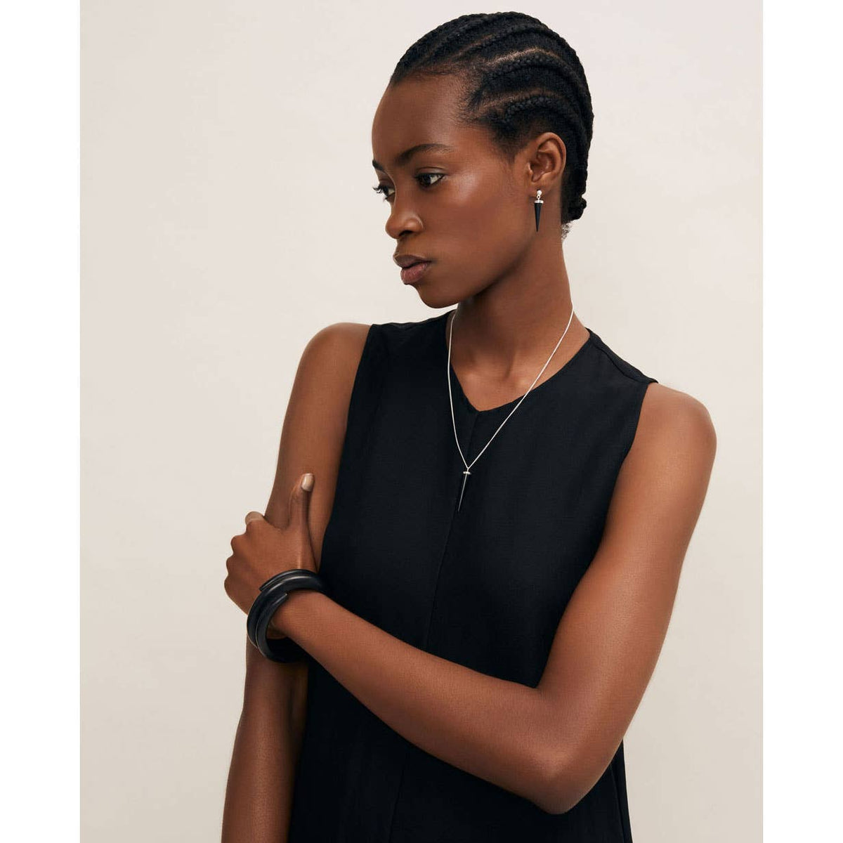 Black Wood Spiral Bangle Bracelet 
: M