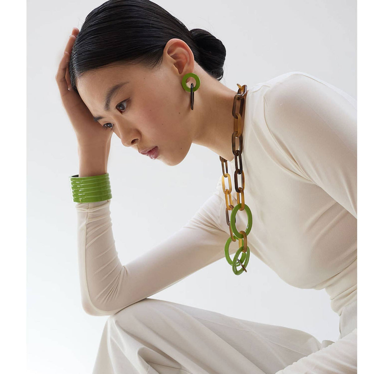 Lime Green/Brown Bangle Bracelet jewellery gift for women