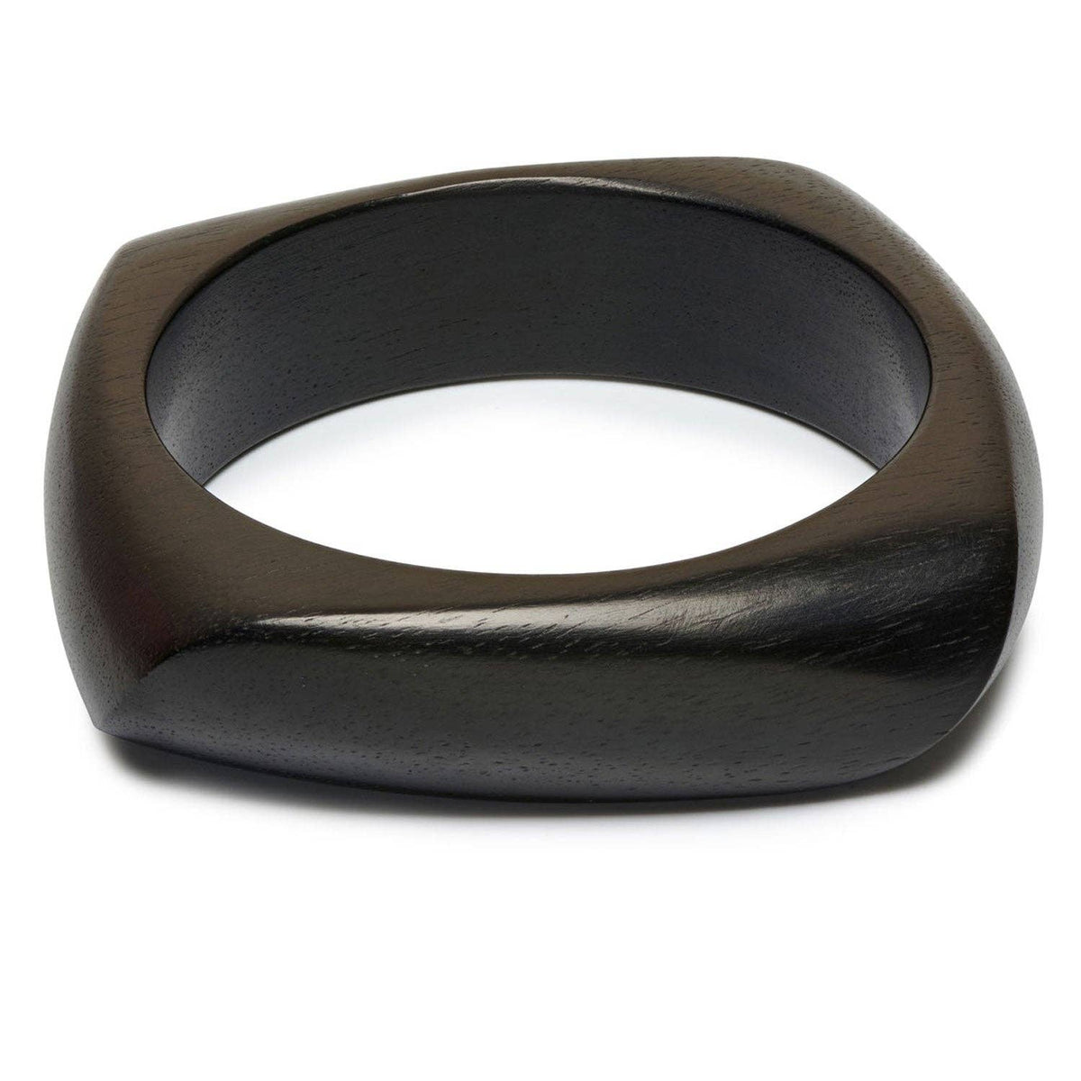 Enso Organic Shaped Black Wooden Bangle: M