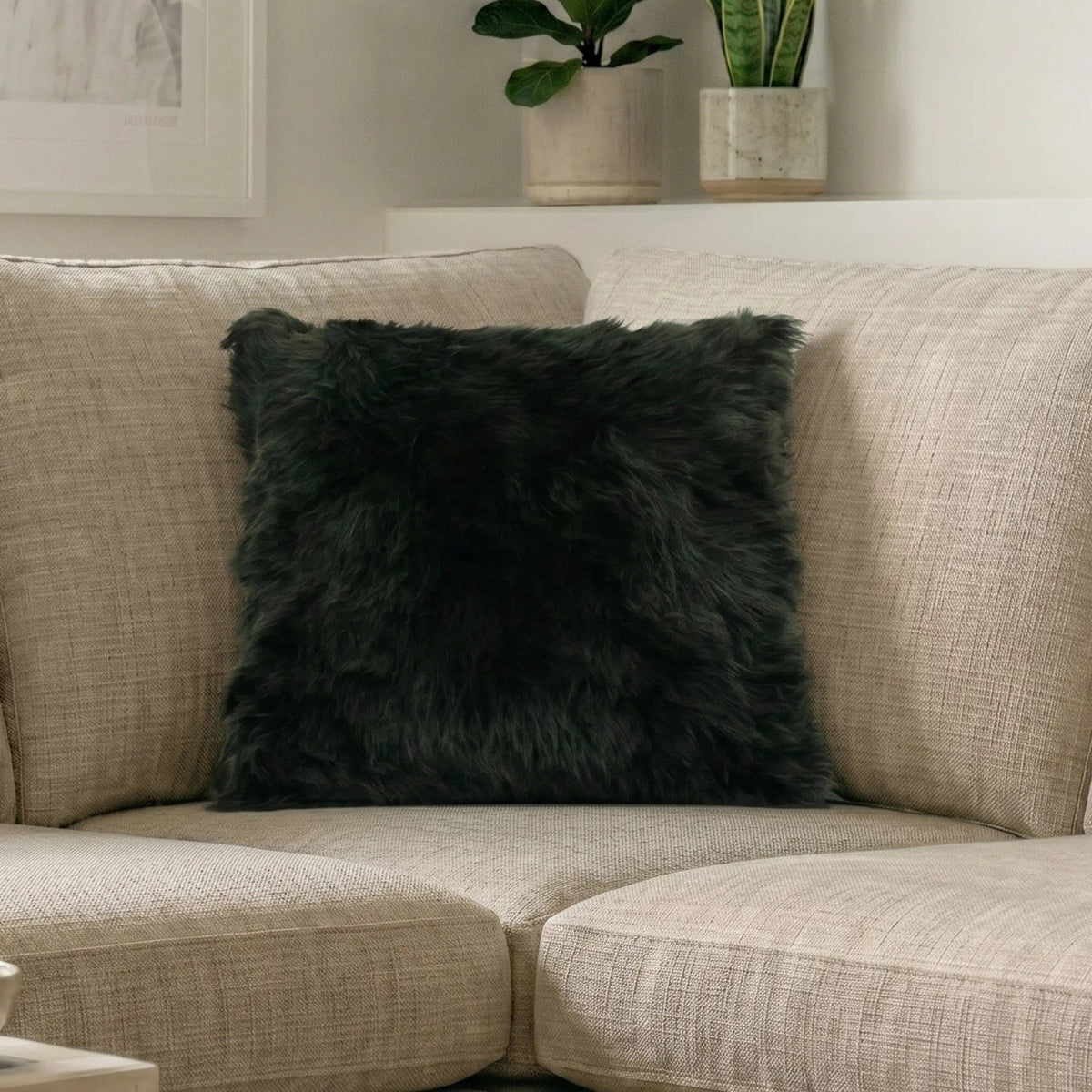 Forest Green Sheepskin Cushion