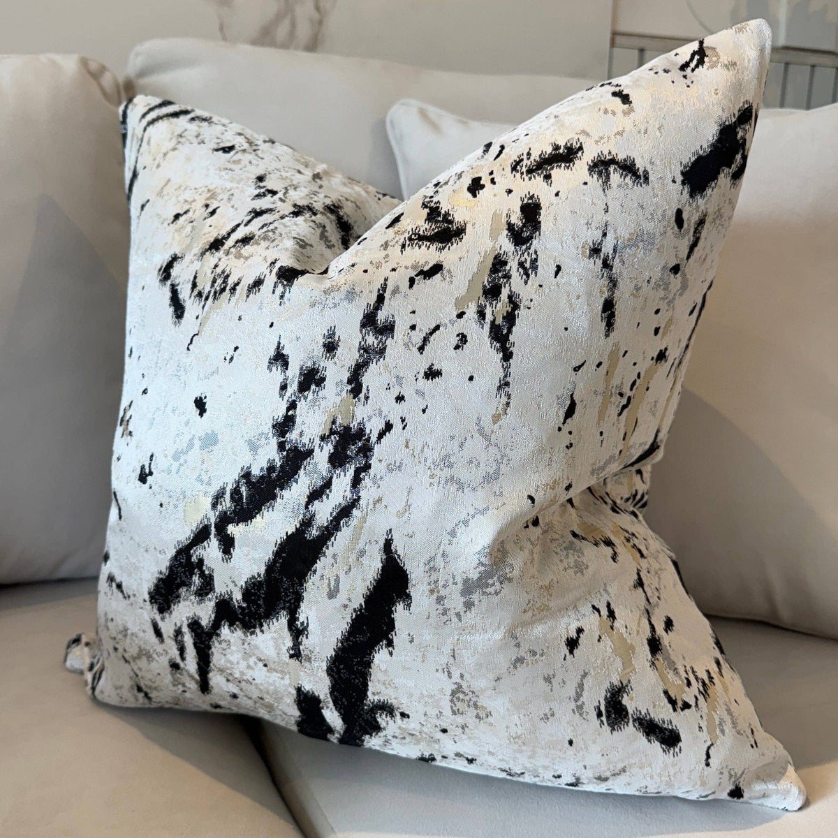 Dionne Cream & Black Abstract Print Cushion Cover - 50x50cm