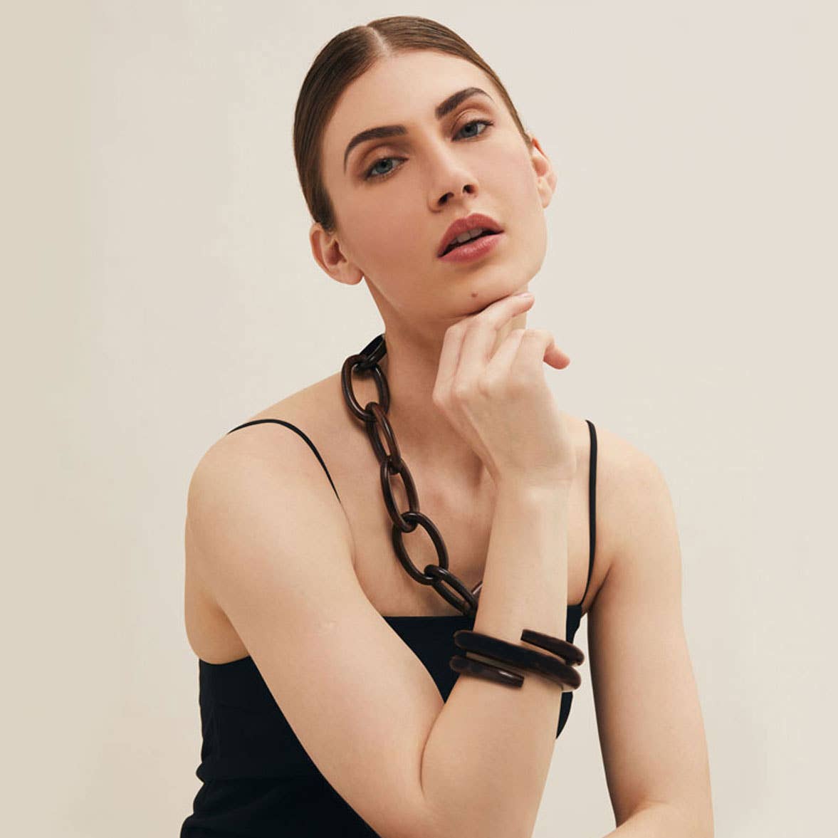 Black Wood Spiral Bangle Bracelet 
: M