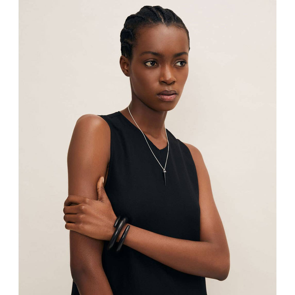 Black Wood Spiral Bangle Bracelet 
: M