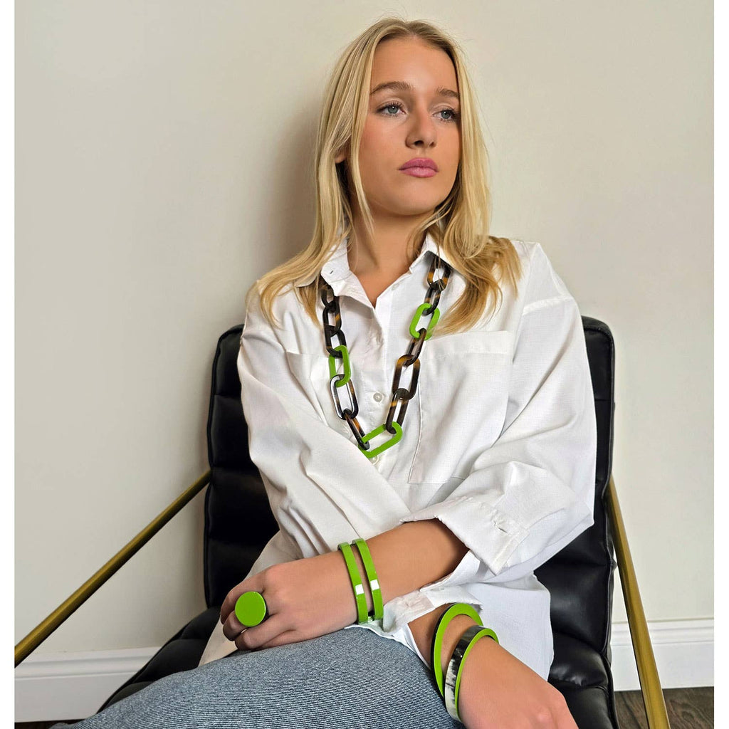 Lime Green/Brown Bangle Bracelet jewellery gift for women