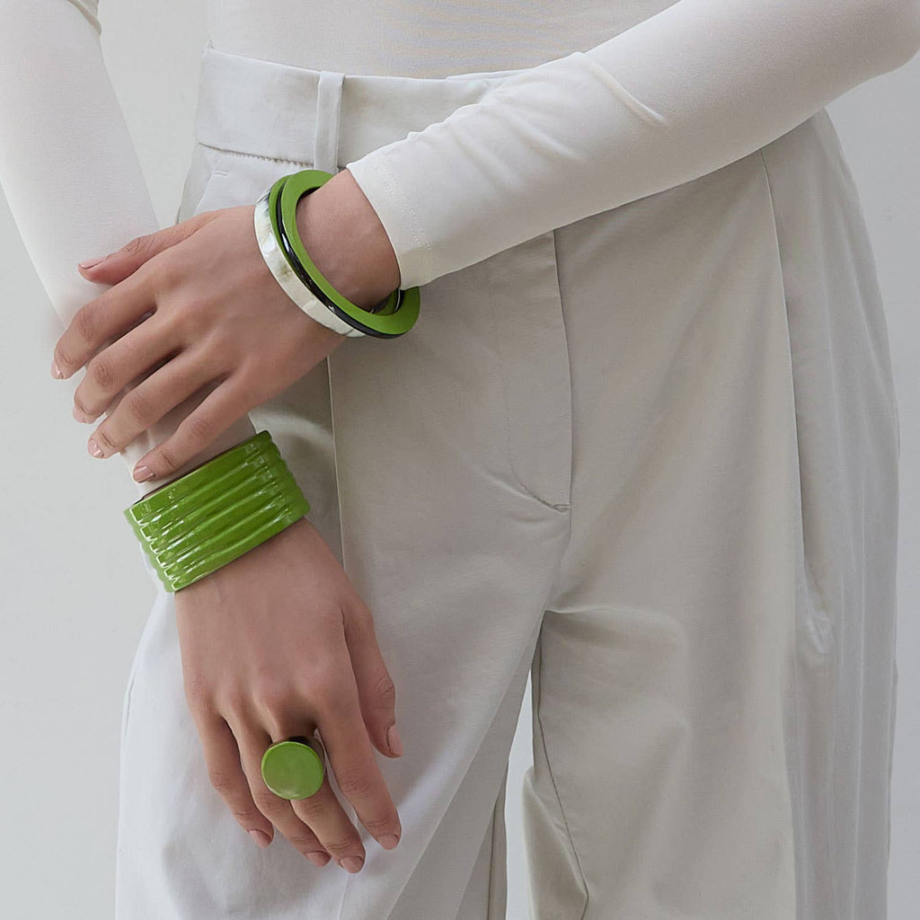 Lime Green/Brown Bangle Bracelet jewellery gift for women