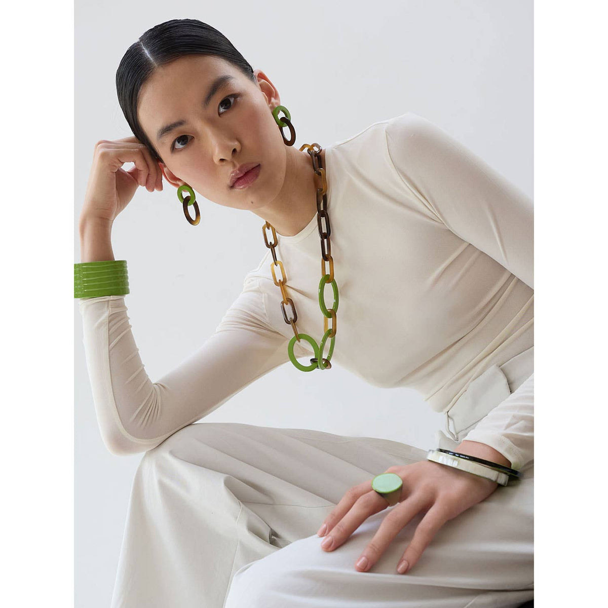 Lime Green/Brown Bangle Bracelet jewellery gift for women