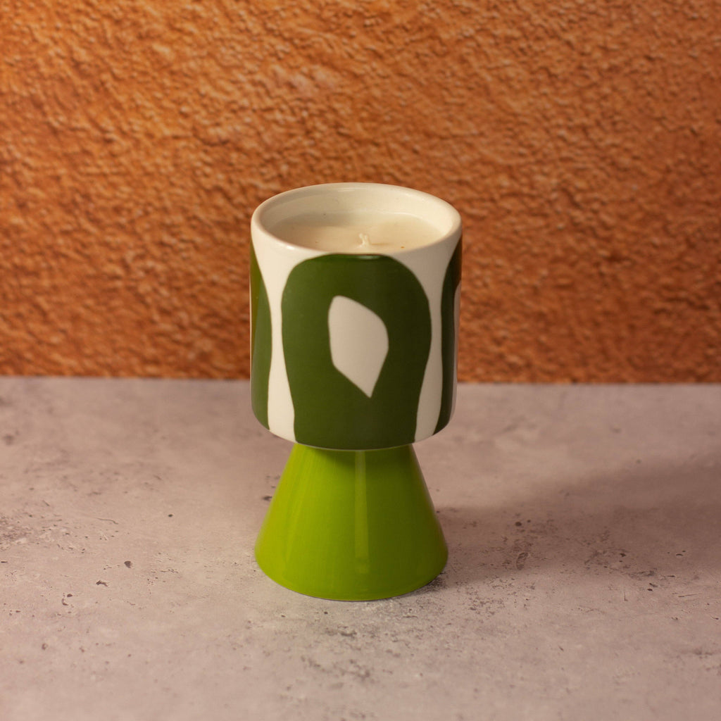 Kiln: Drip Glaze Candle Olive - Activated Charcoal & Matcha