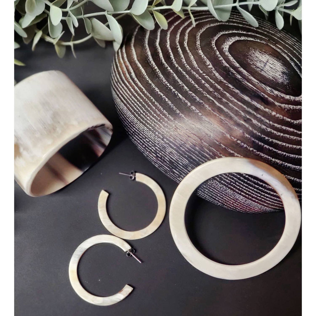 White Natural Horn Bangle Bracelet