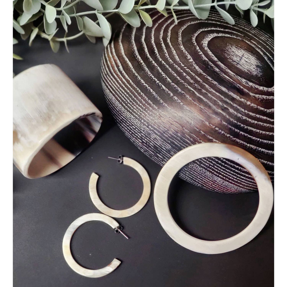 White Natural Horn Bangle Bracelet