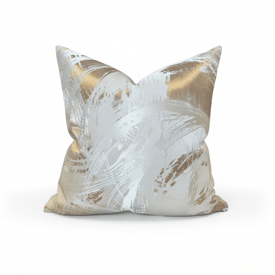 Harlow Cream & Gold Metallic Abstract Cushion Cover - 50x50cm