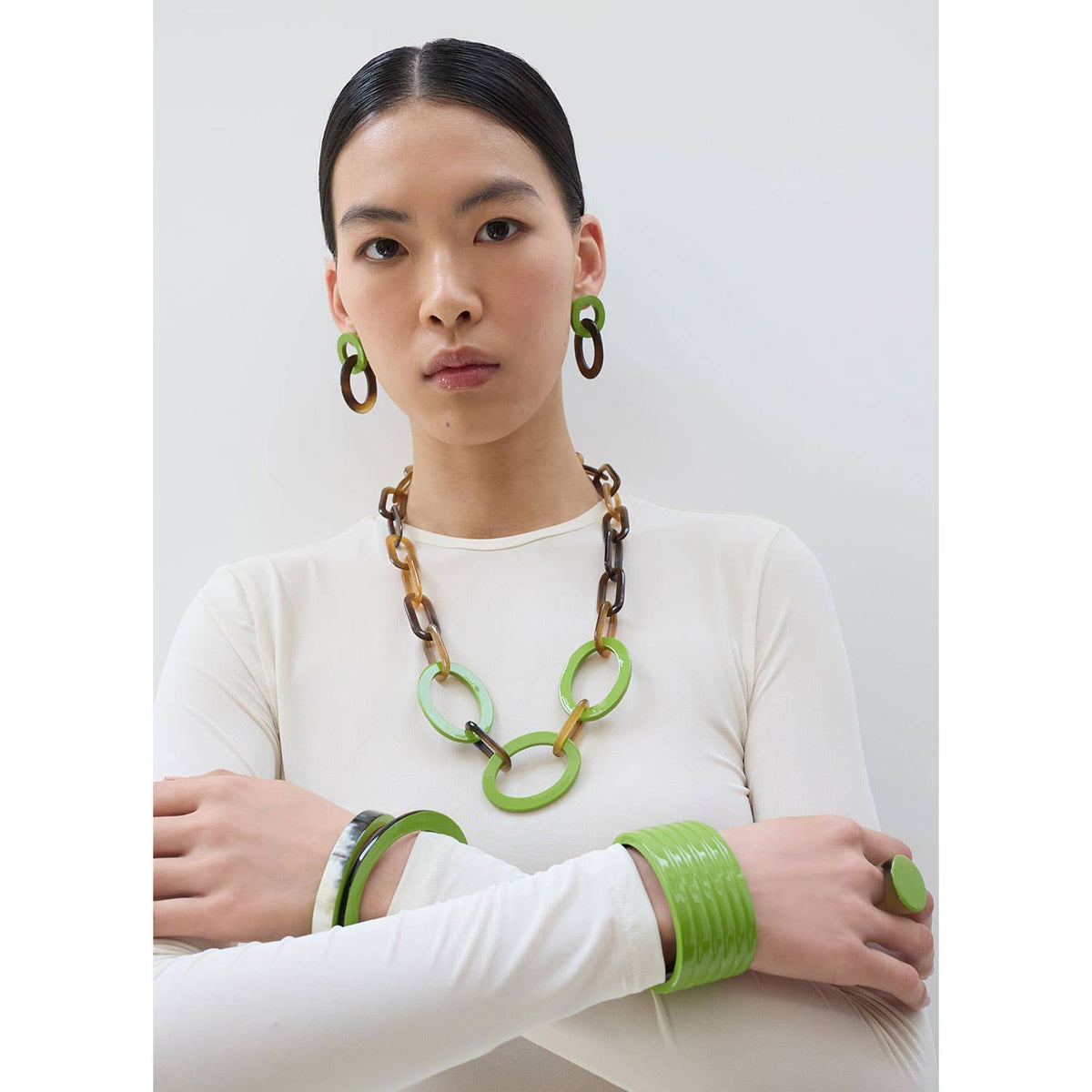 Lime Green/Brown Bangle Bracelet jewellery gift for women