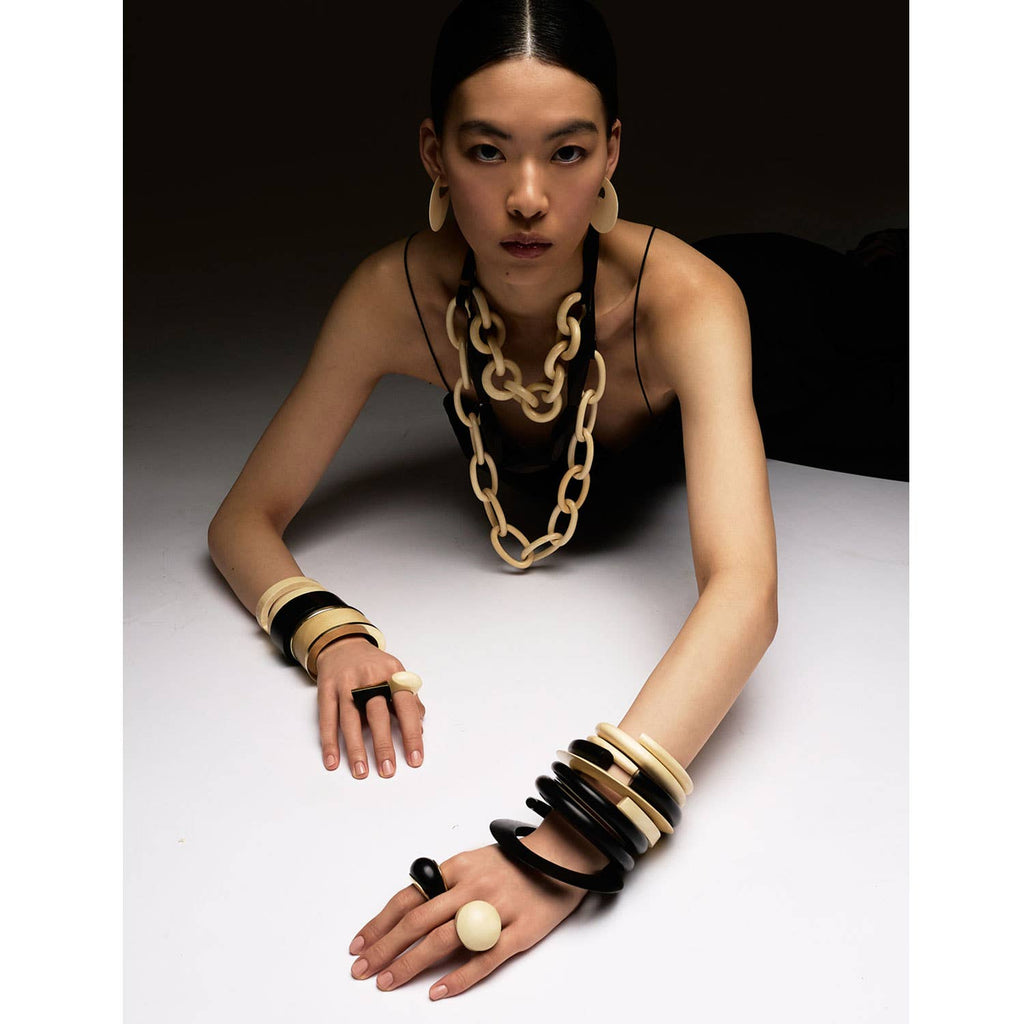 Black Wood Spiral Bangle Bracelet 
: M