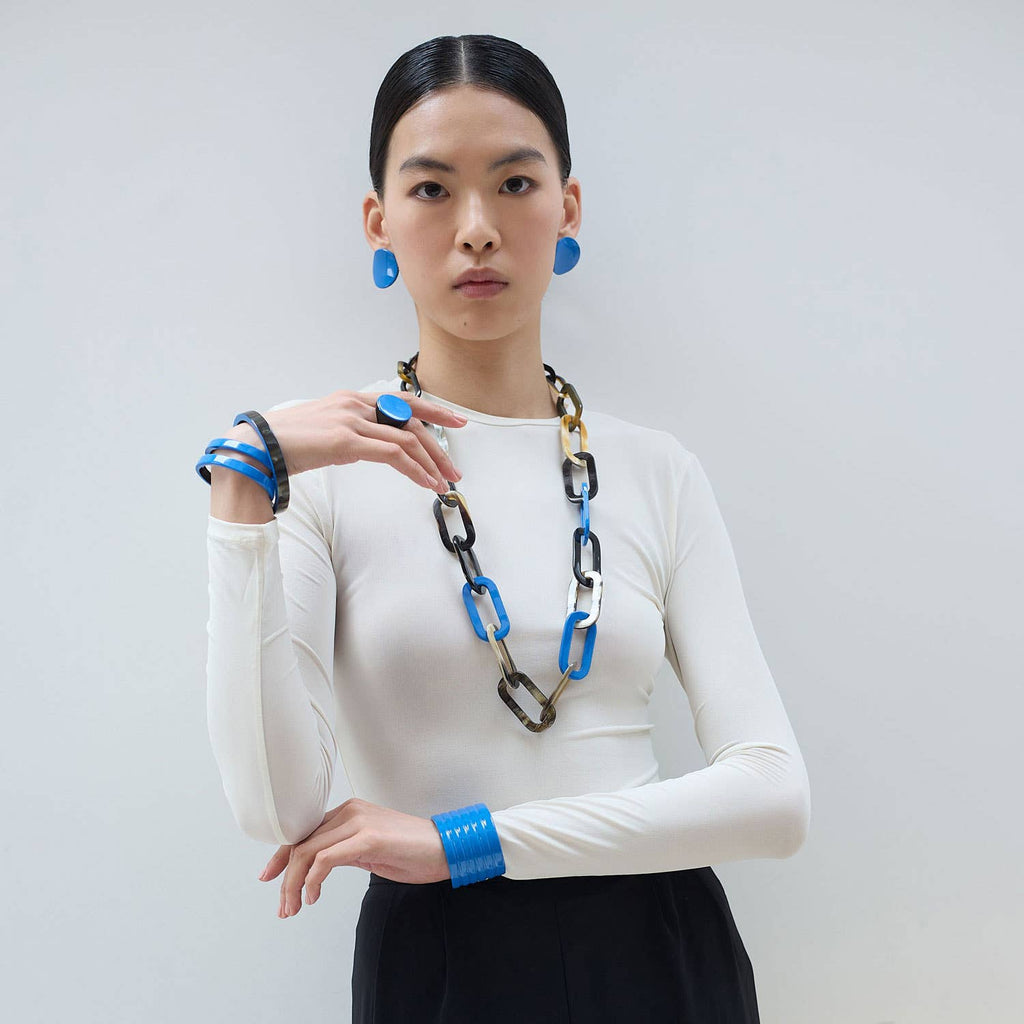 Bright Blue Horn Summer Cuff Bracelet - Abhaile Interiors