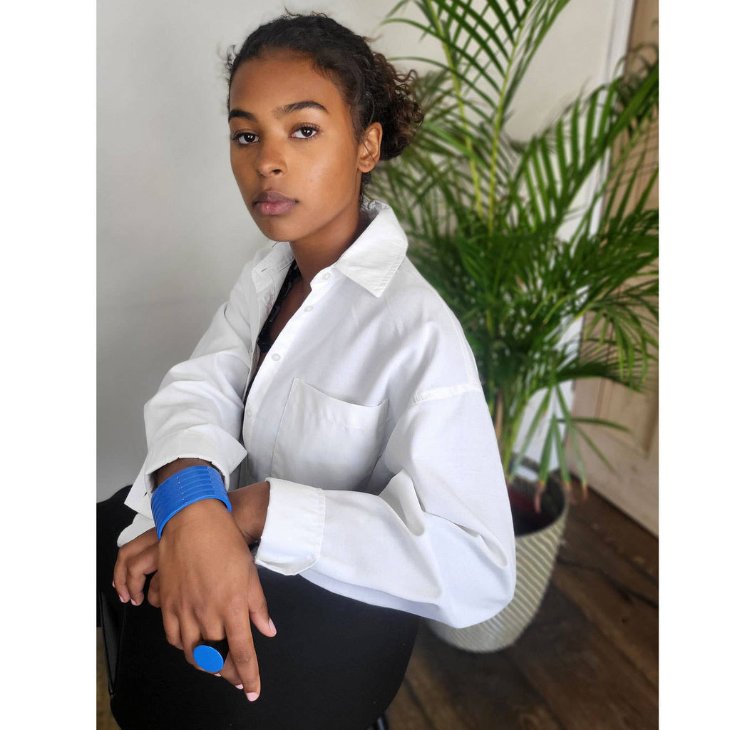 Bright blue Horn summer jewellery Cuff Bracelet for Women - Abhaile Interiors
