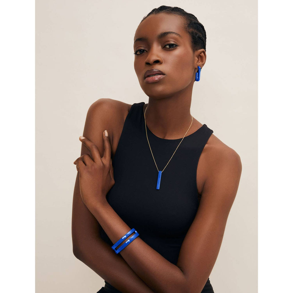 Bright Blue Lacquered Horn jewellery Cuff Bracelet for Women - Abhaile Interiors