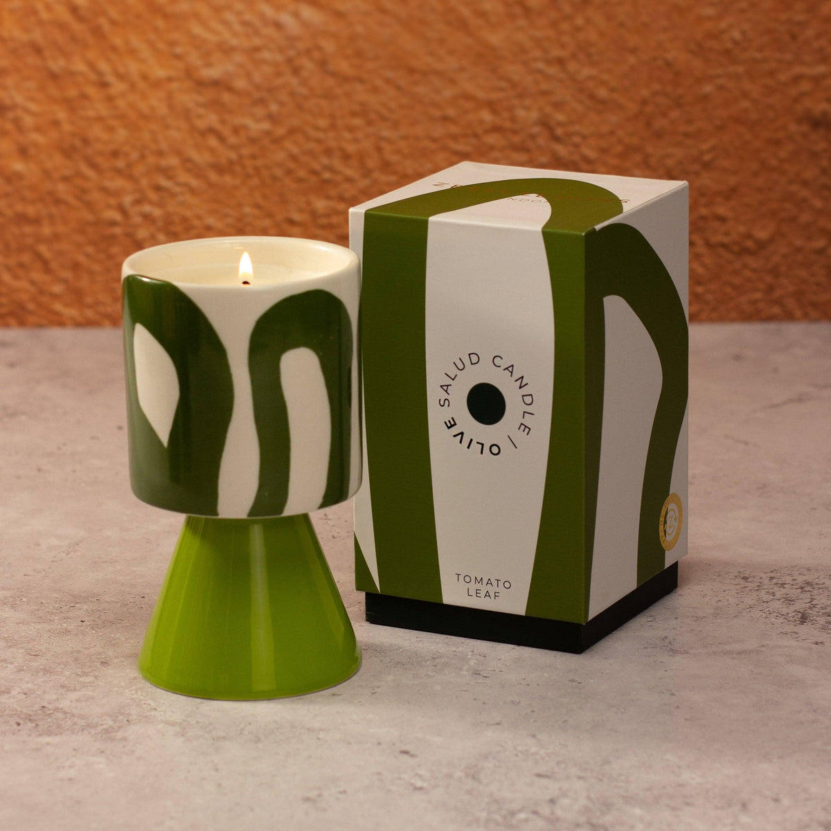 Kiln: Drip Glaze Candle Olive - Activated Charcoal & Matcha