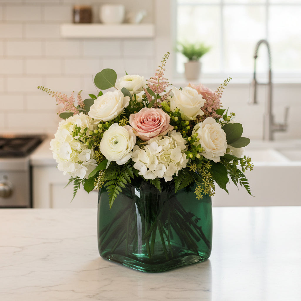 Green Square Bubble Vase