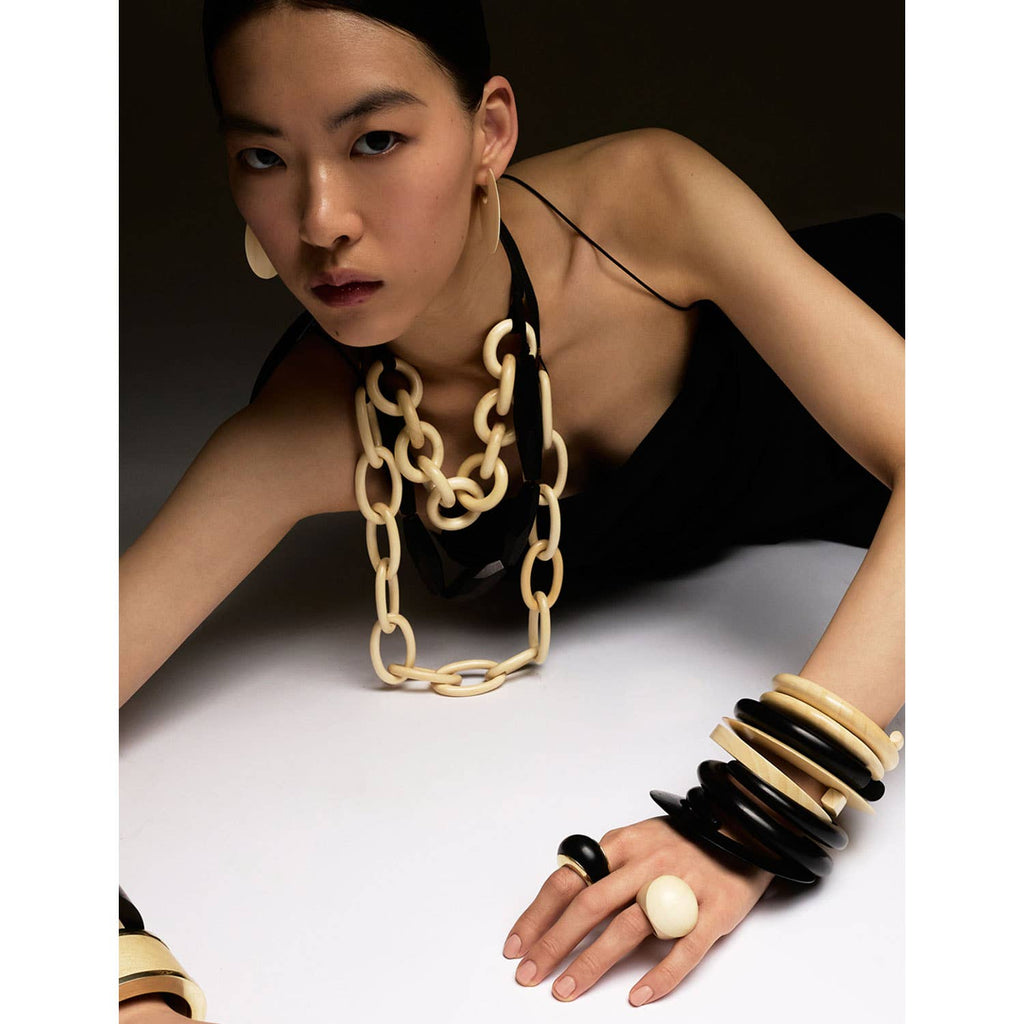 Black Wood Spiral Bangle Bracelet 
: M