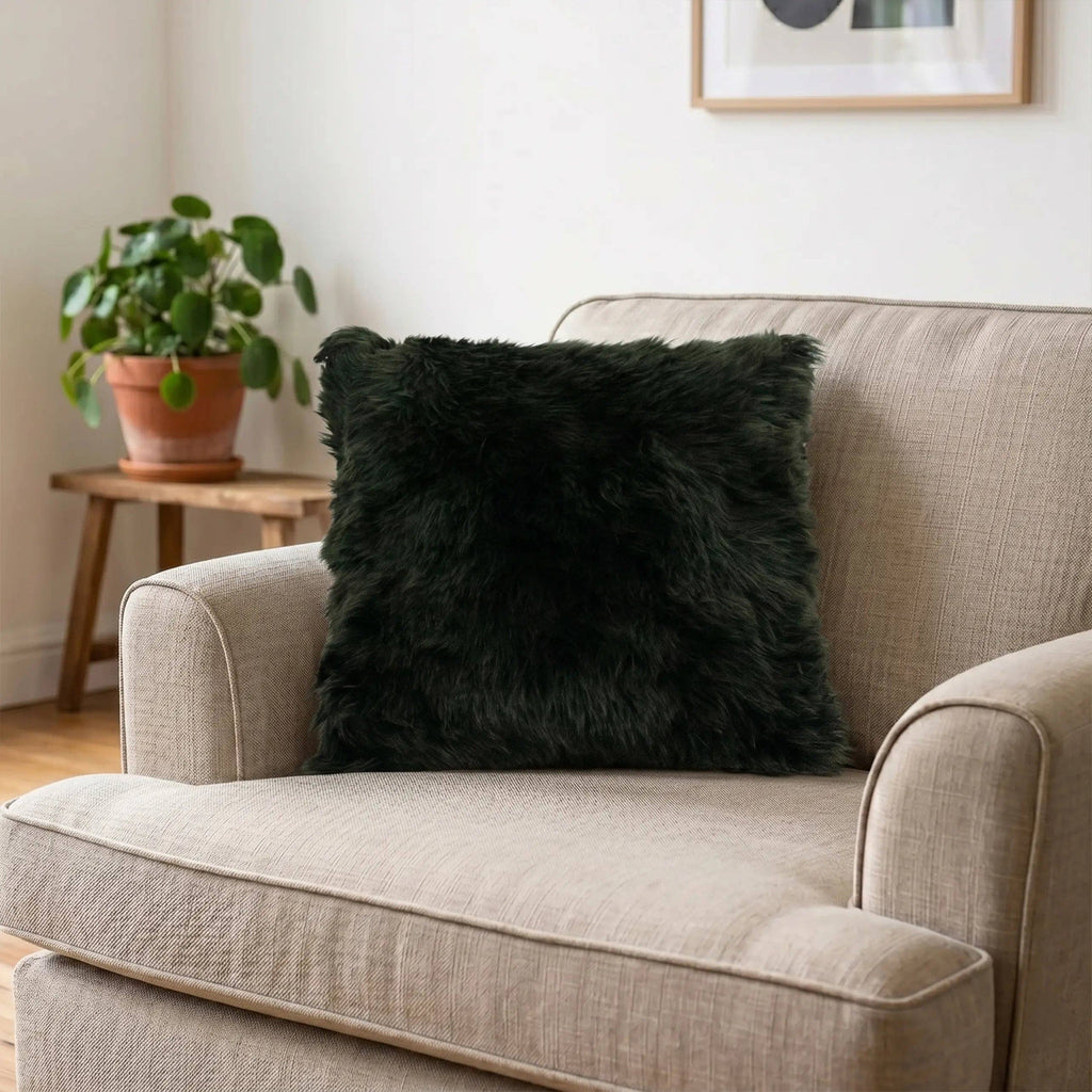 Forest Green Sheepskin Cushion