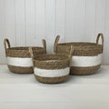 White/Natural Seagrass Set Of Three Storage Baskets