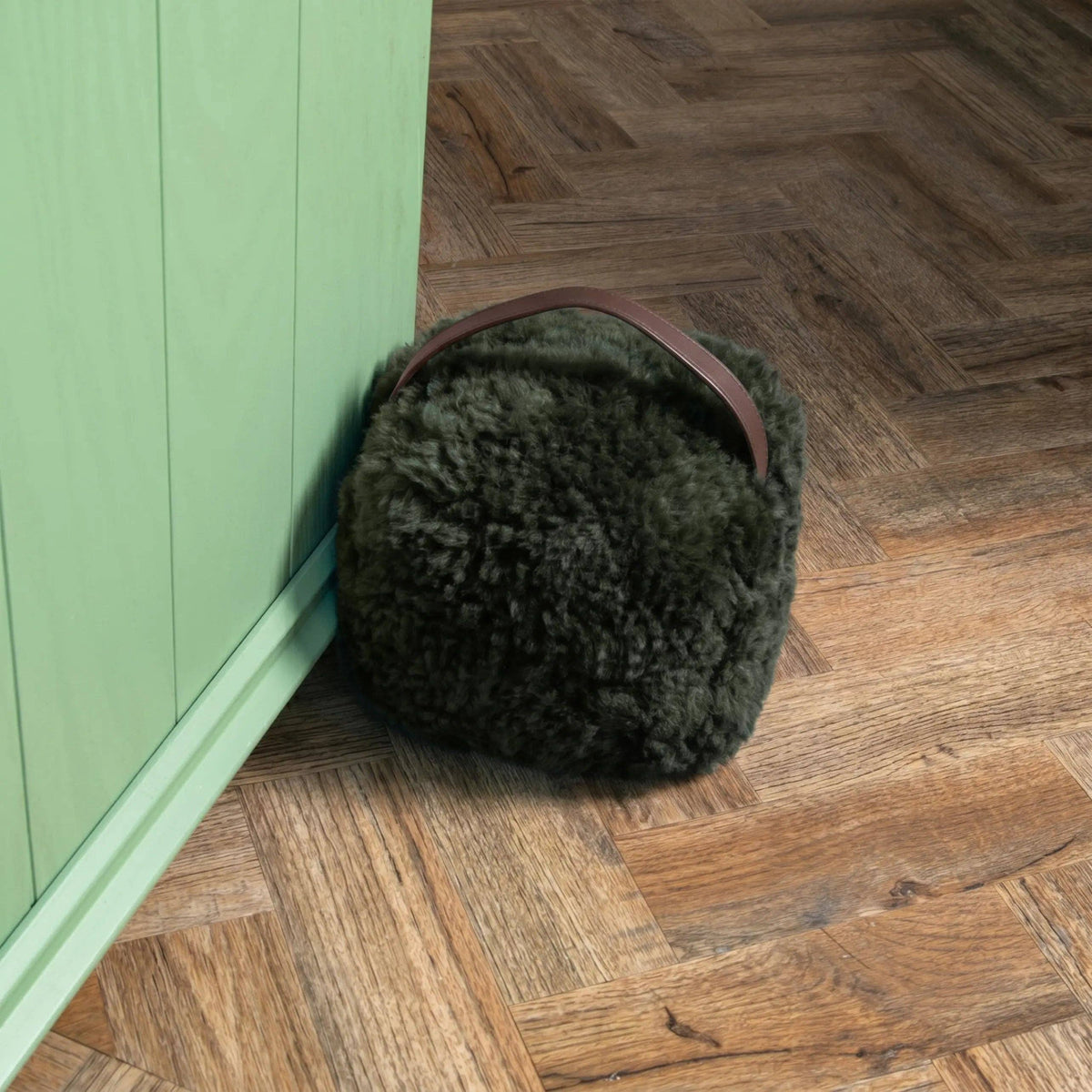 Forest Green Sheepskin Doorstop - Abhaile Interiors
