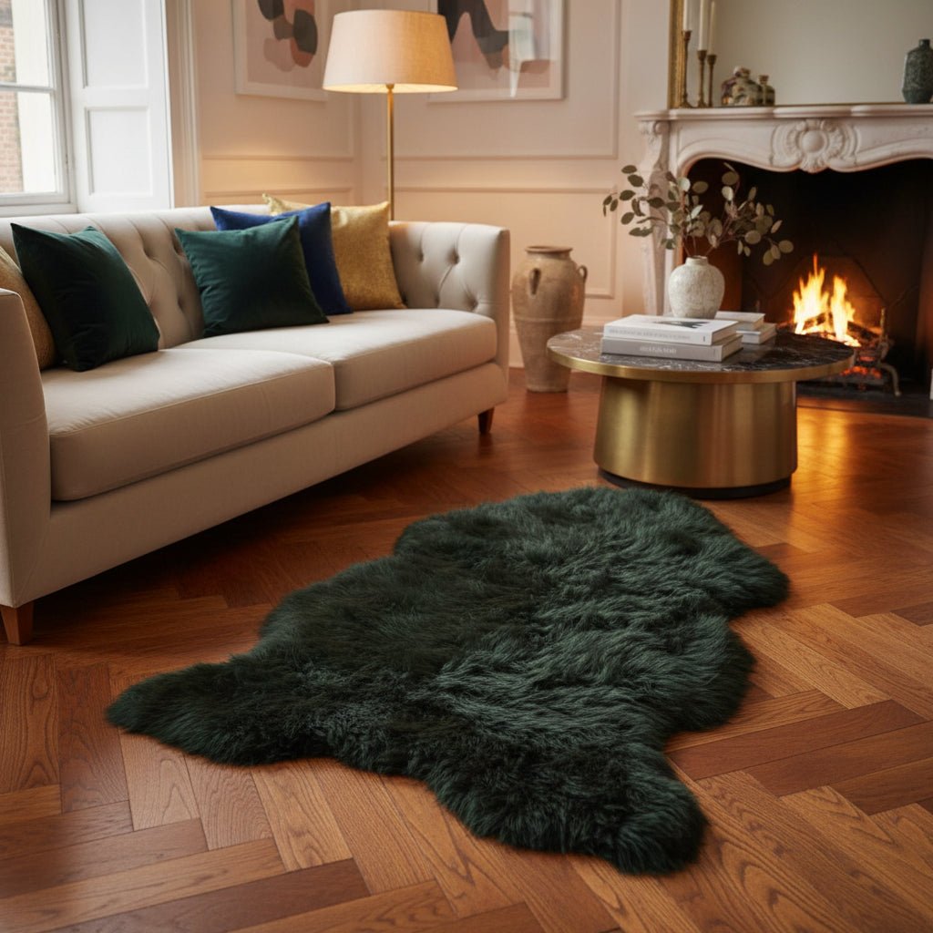 Forest Green Sheepskin Rug XXL - Abhaile Interiors