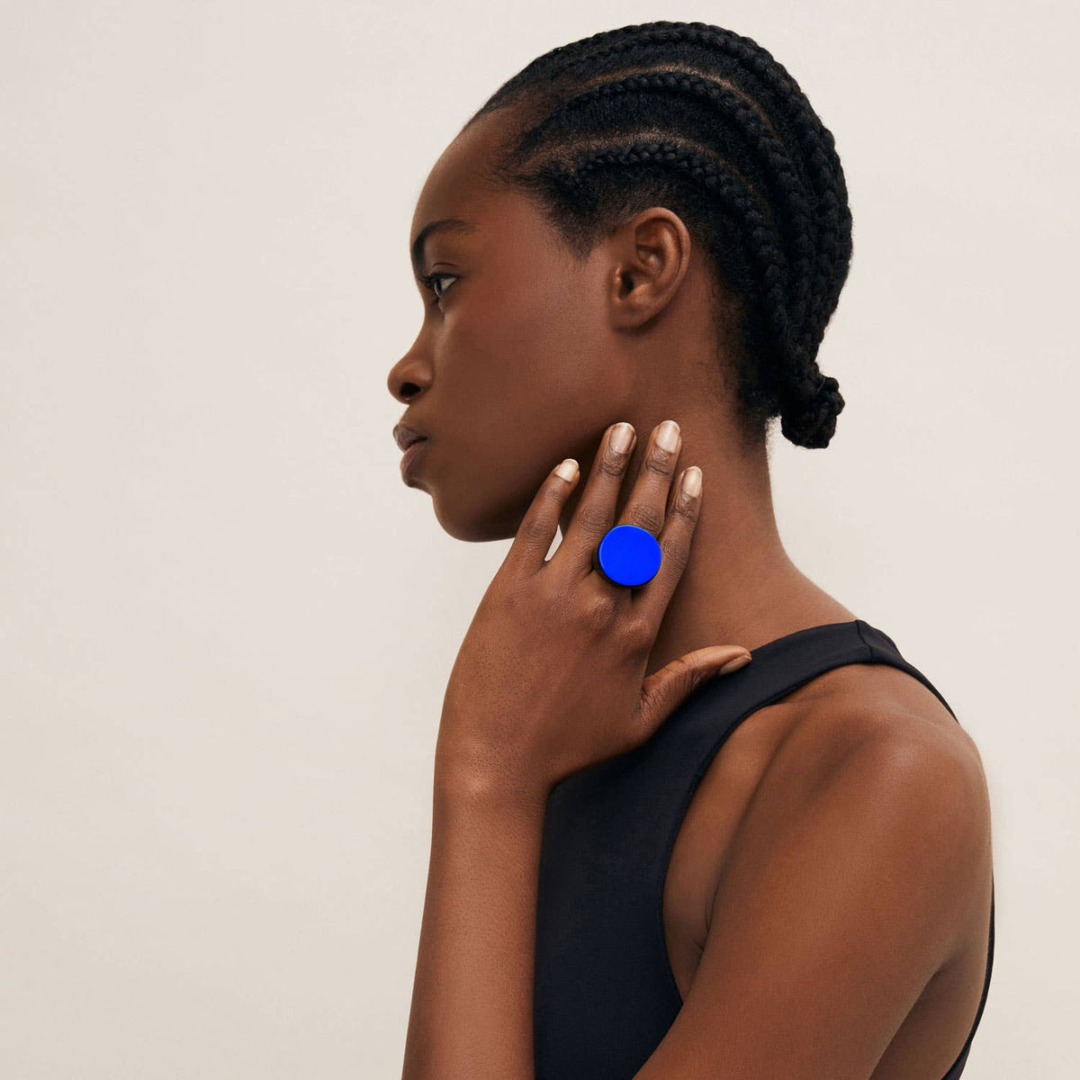 Handmade Bright Blue Round Horn Ring : M - Abhaile Interiors