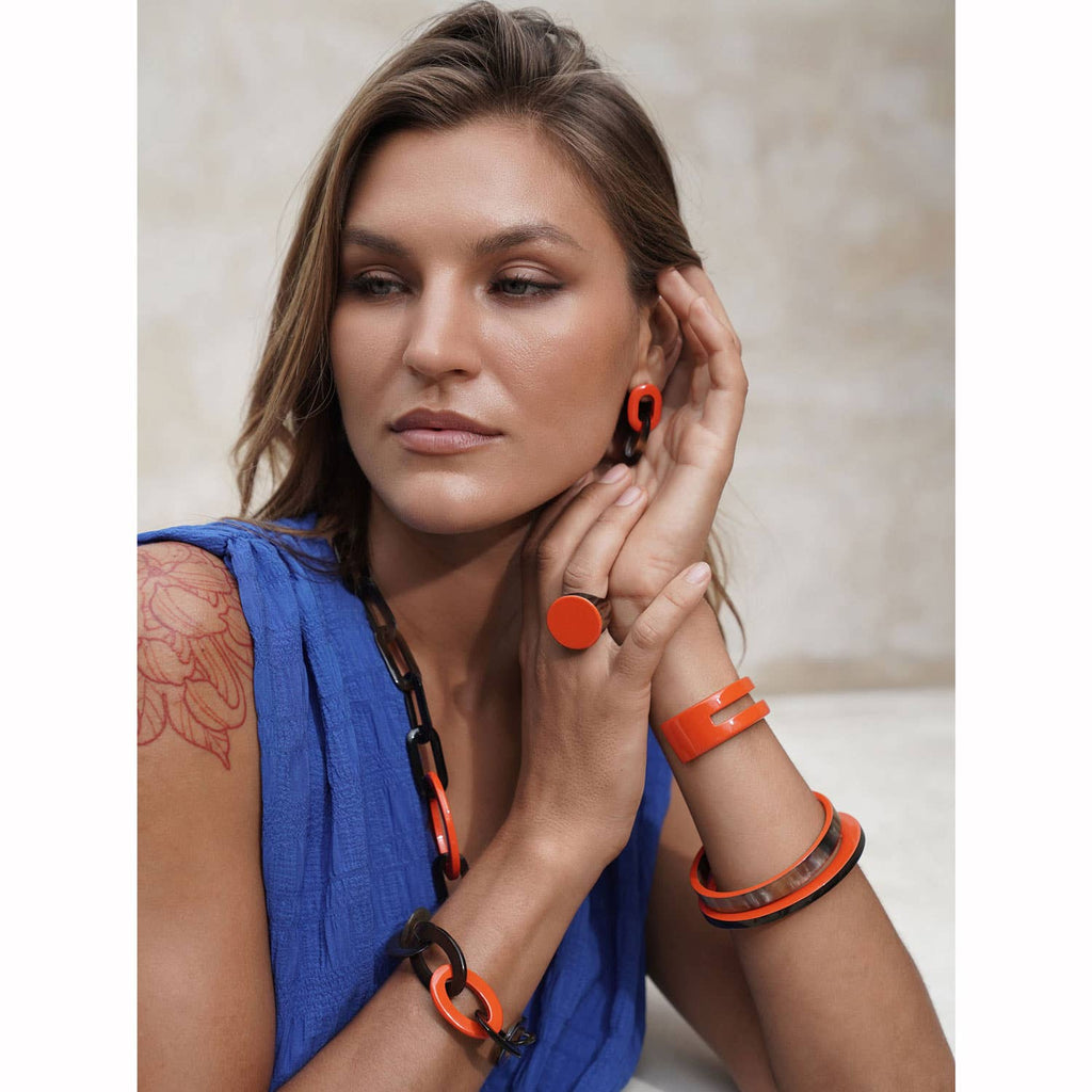 Orange/Brown Natural Bangle Bracelet - Abhaile Interiors