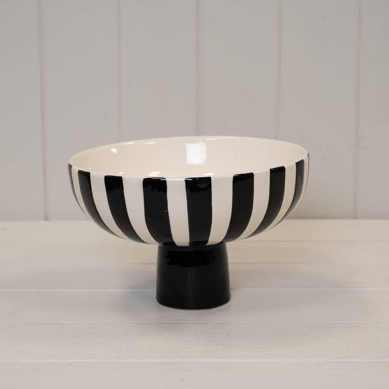 Painted Striped Ceramic Bowl - Abhaile Interiors