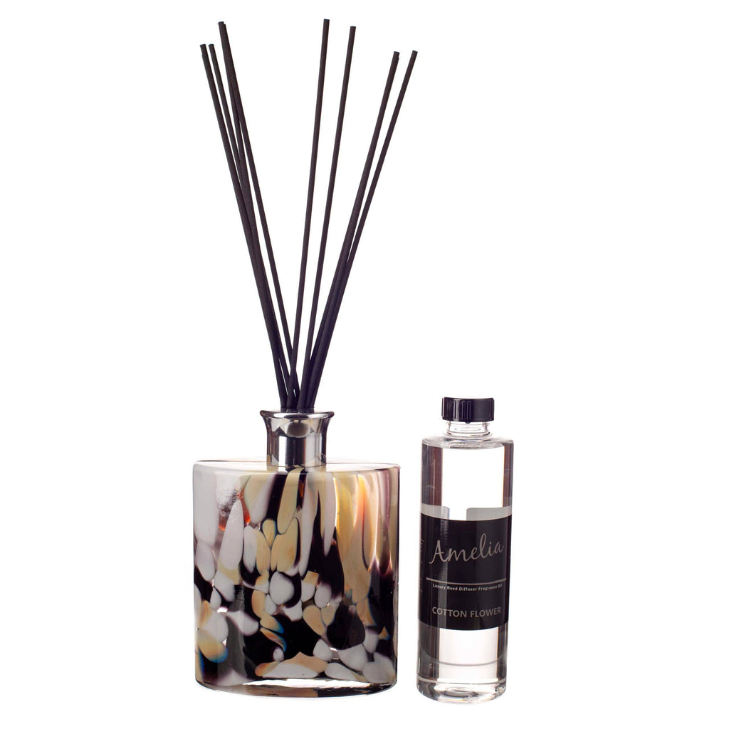 Reed Diffuser Large Ellipse Cylinder in Black, Beige & White - Abhaile Interiors