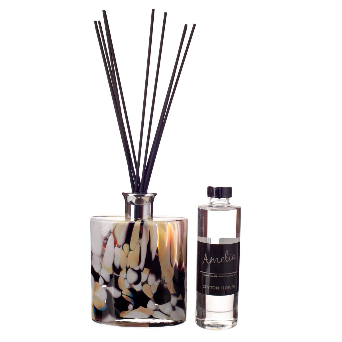 Reed Diffuser Large Ellipse Cylinder in Black, Beige & White - Abhaile Interiors