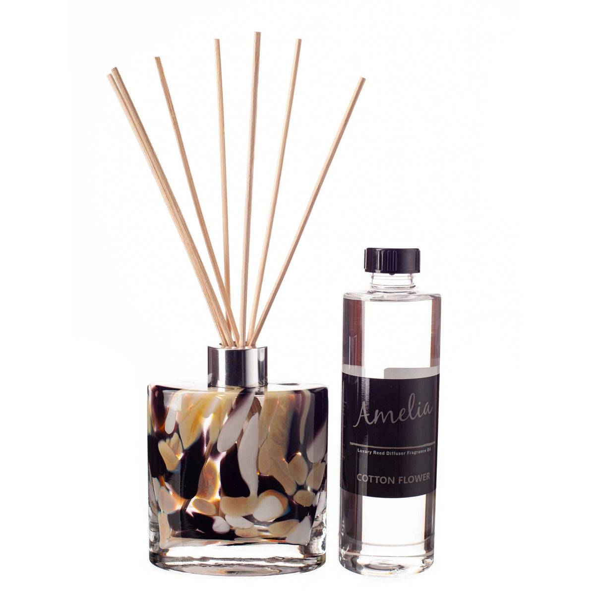 Reed Diffuser Small Ellipse Cylinder in Black, Beige & White - Abhaile Interiors