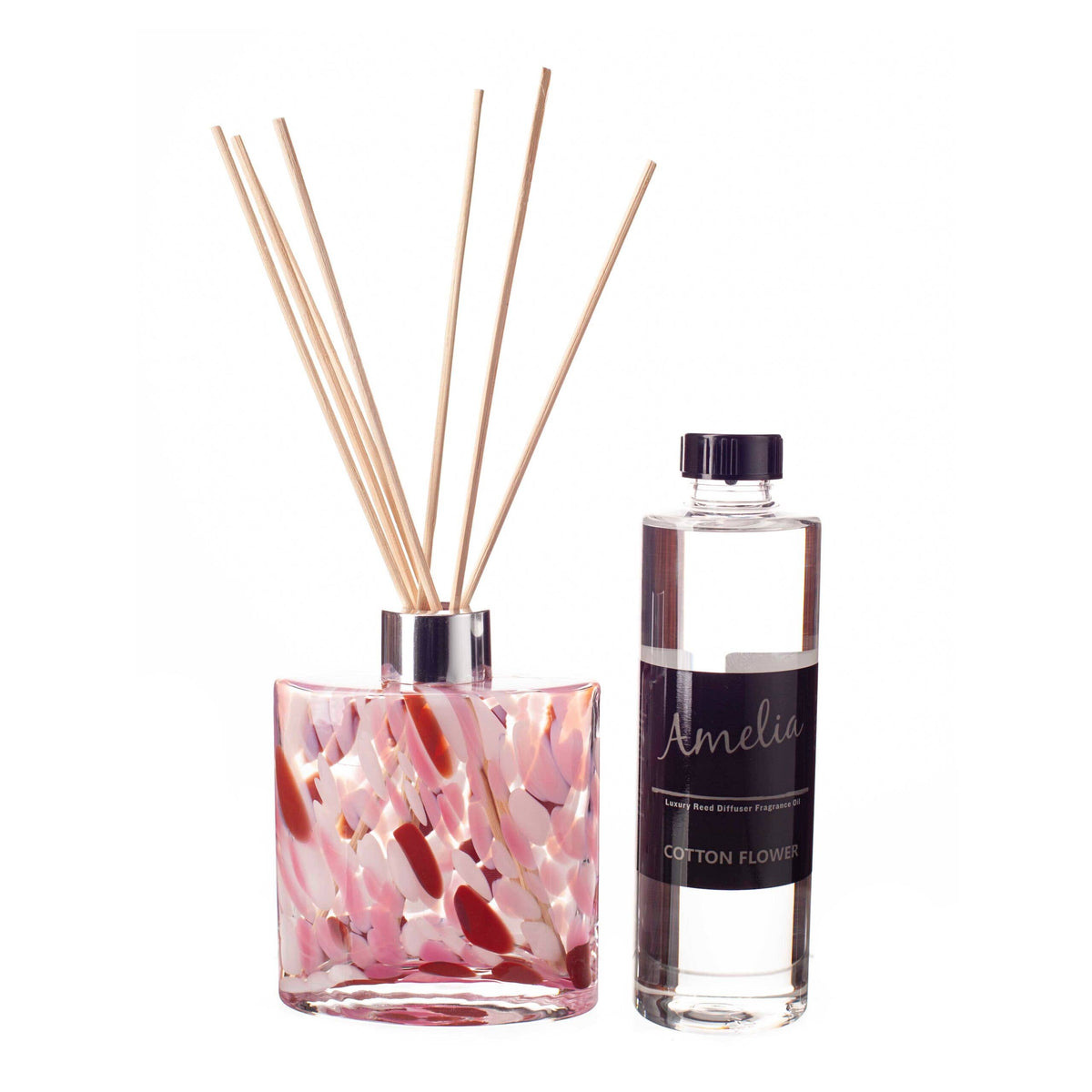 Reed Diffuser Small Ellipse Cylinder in Pink, Red & White - Abhaile Interiors