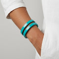 Turquoise Blue cut-out statement horn cuff bangle jewellery - Abhaile Interiors
