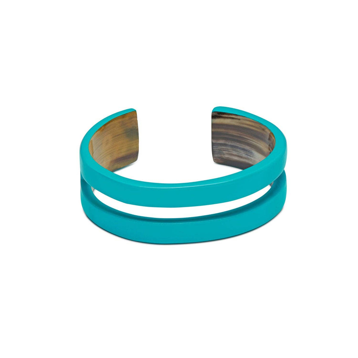 Turquoise Blue cut-out statement horn cuff bangle jewellery - Abhaile Interiors