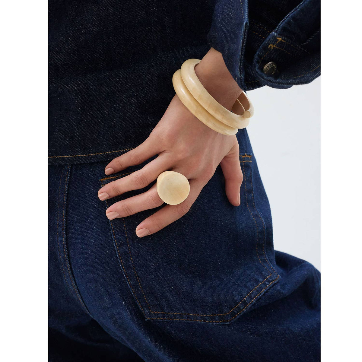 White Wood Statement Cocktail Ring : Medium - Abhaile Interiors