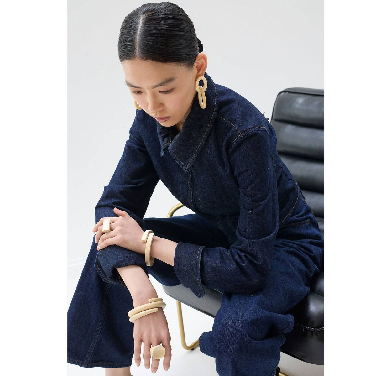 White Wood Statement Cocktail Ring : Medium - Abhaile Interiors